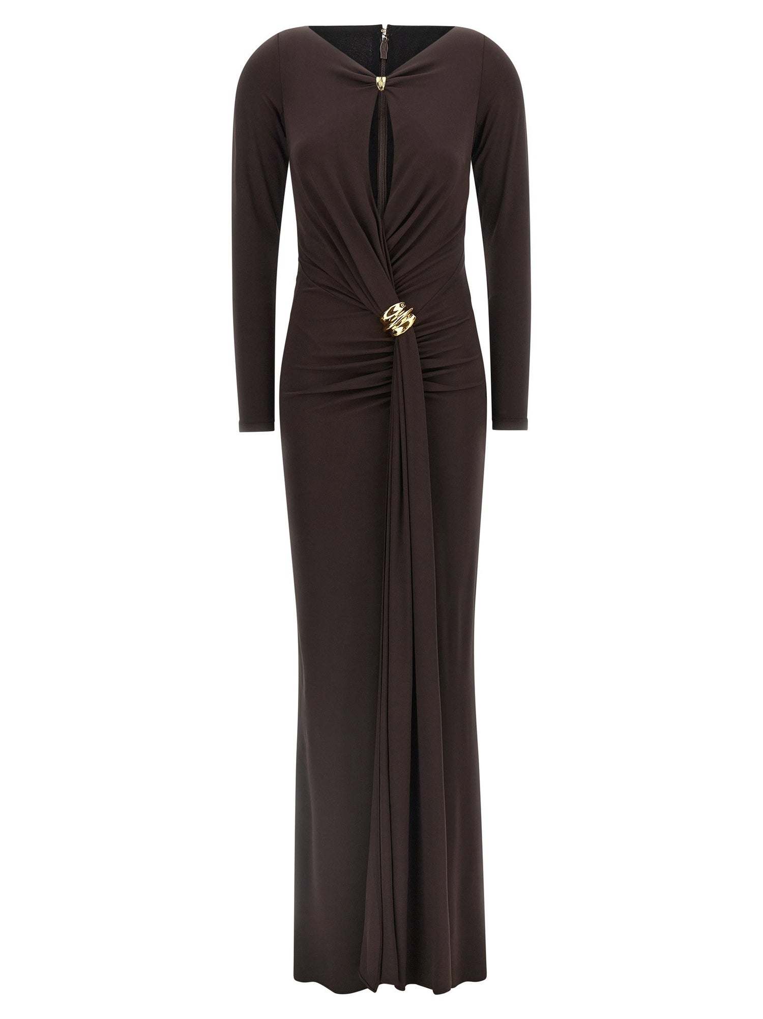 Elisabetta Franchi Red Carpet Dress Brown