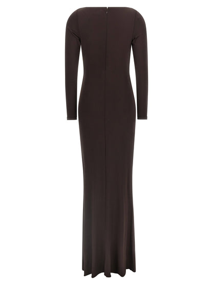 Elisabetta Franchi Red Carpet Dress Brown