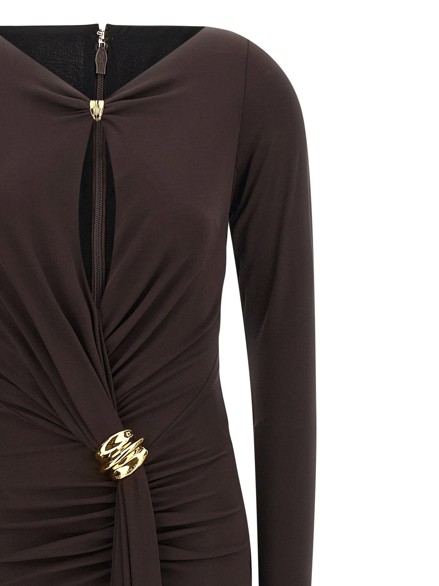 Elisabetta Franchi Red Carpet Dress Brown