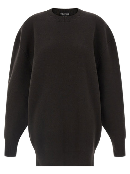Tom Ford Sculptural Double Face Dress Brown