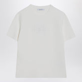 Max Mara White Viscose Crêpe T-shirt with Embossed Logo White