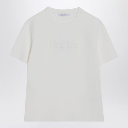 Max Mara White Viscose Crêpe T-shirt with Embossed Logo White