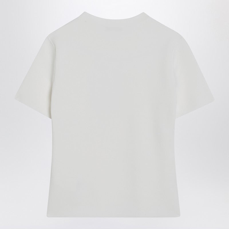 Max Mara White Viscose Crêpe T-shirt with Embossed Logo White