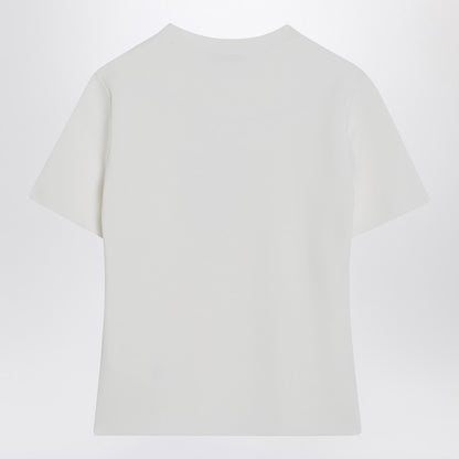 Max Mara White Viscose Crêpe T-shirt with Embossed Logo White