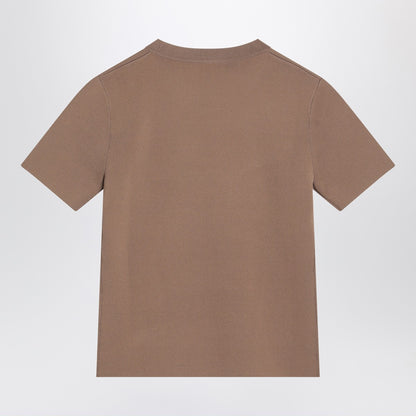 Max Mara Hazelnut Viscose-Crêpe T-Shirt with Tonal Logo Brown