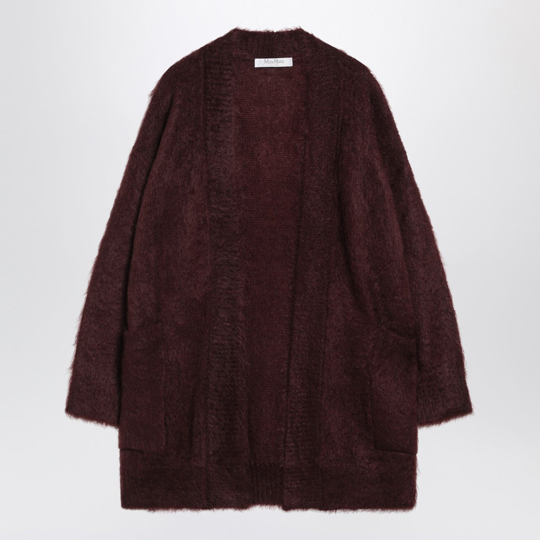 Max Mara Cherry Shaved Mohair Midi Cardigan Burgundy