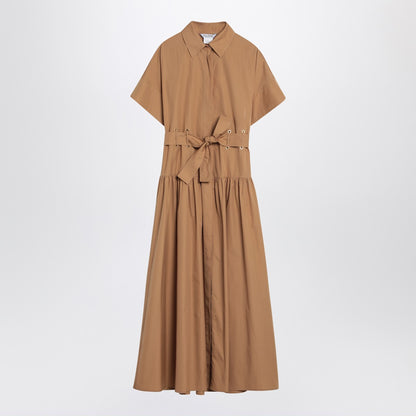 Max Mara Caramel Cotton Poplin Shirt Dress with Belt Beige