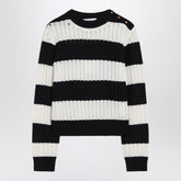 Max Mara Striped Wool and Cashmere Cropped Sweater Beige