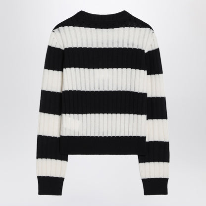 Max Mara Striped Wool and Cashmere Cropped Sweater Beige