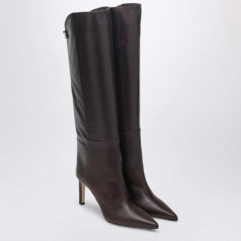 Jimmy Choo Alizze Knee-High Leather Boots 85mm Green