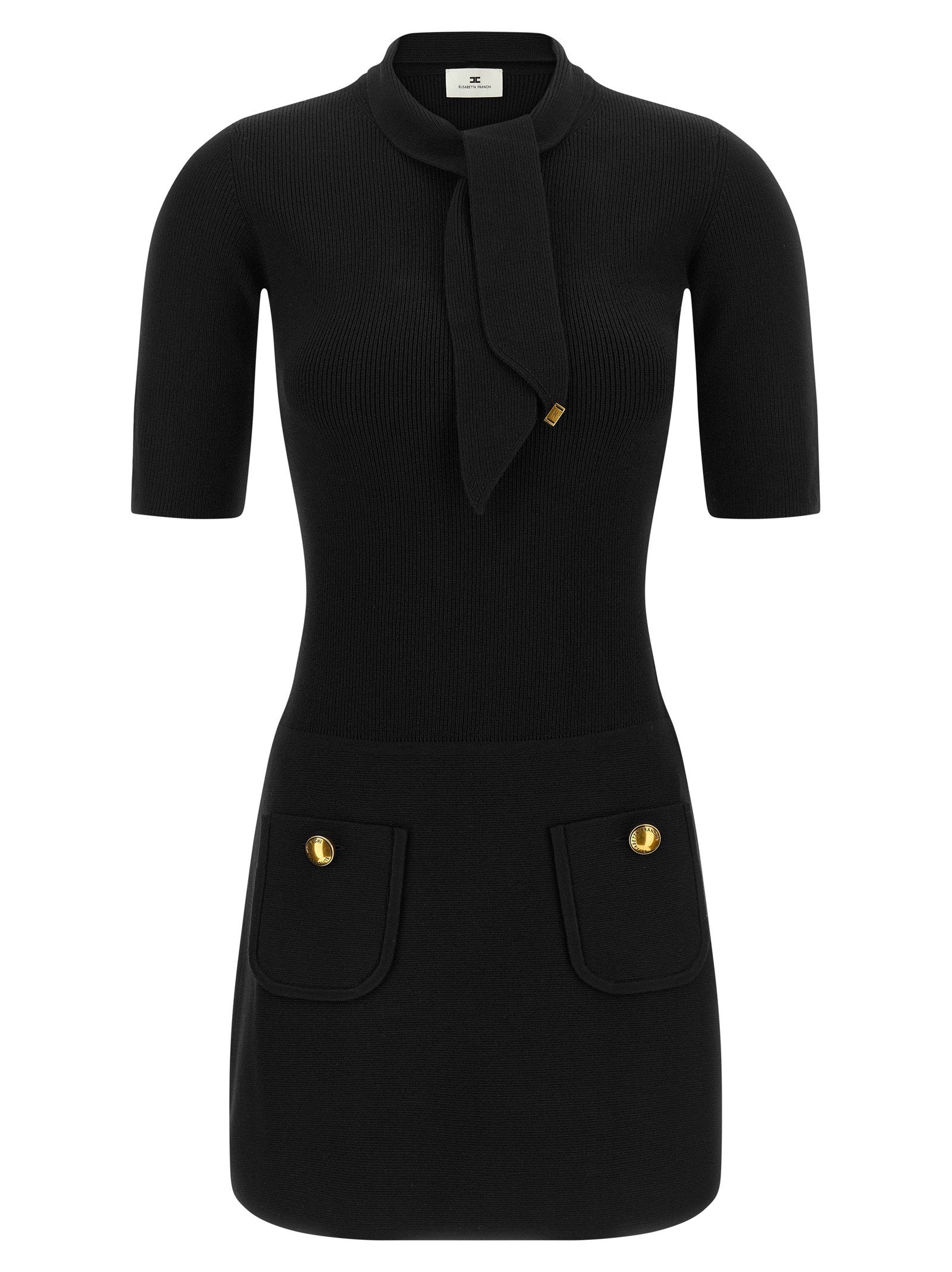 Elisabetta Franchi Scarf Dress Black  
