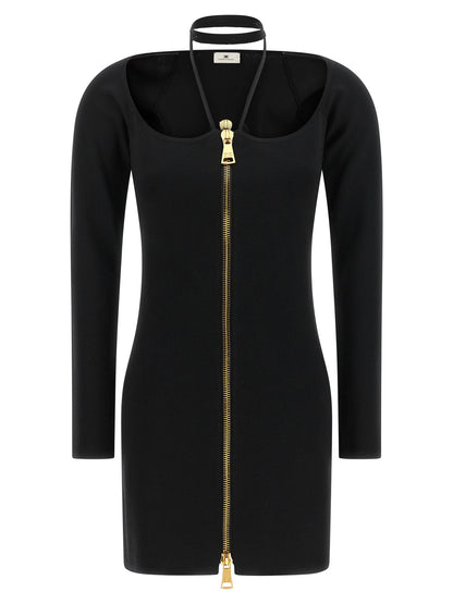 Elisabetta Franchi Fabric Stitch Knit Dress Black