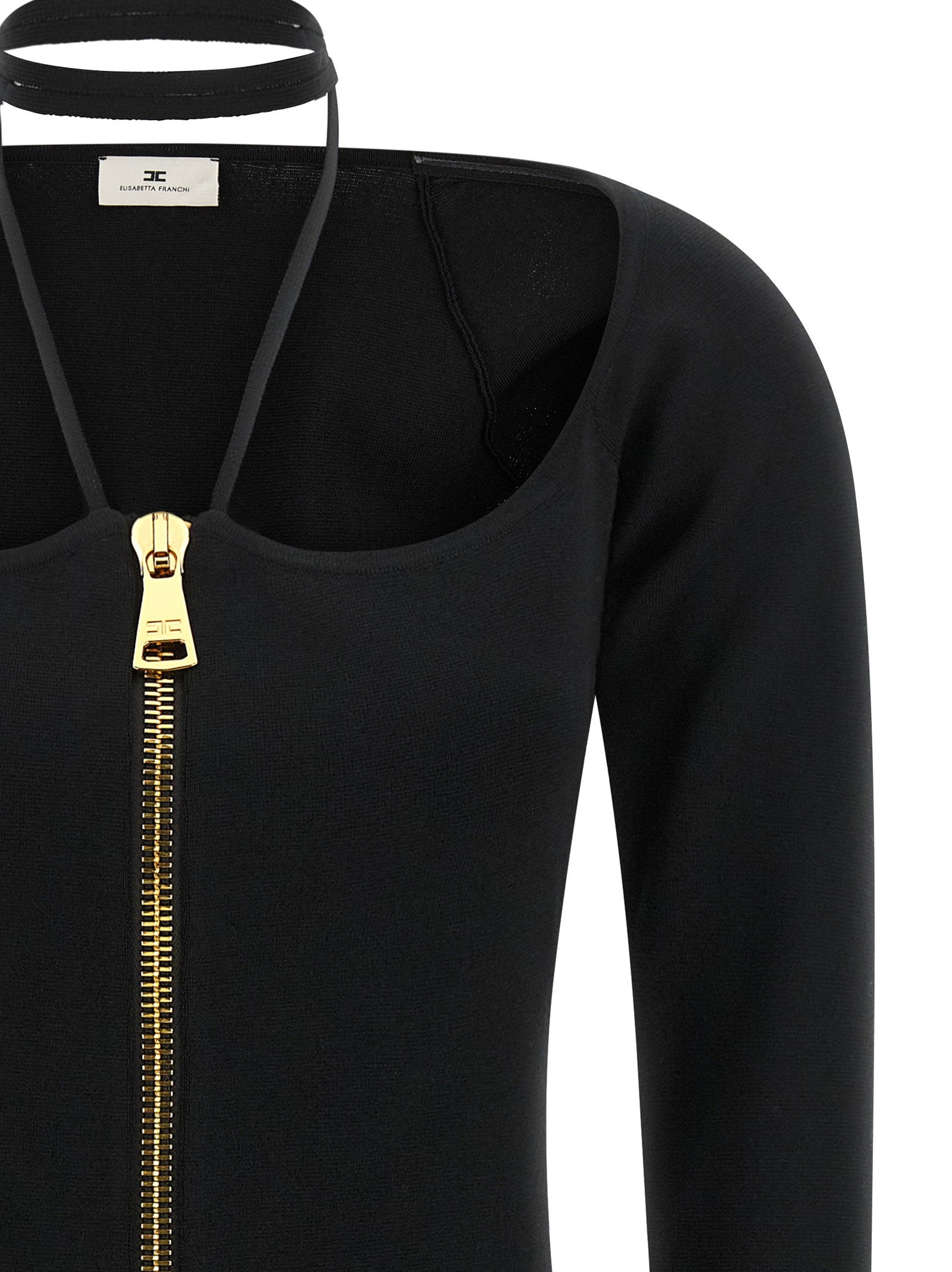 Elisabetta Franchi Fabric Stitch Knit Dress Black