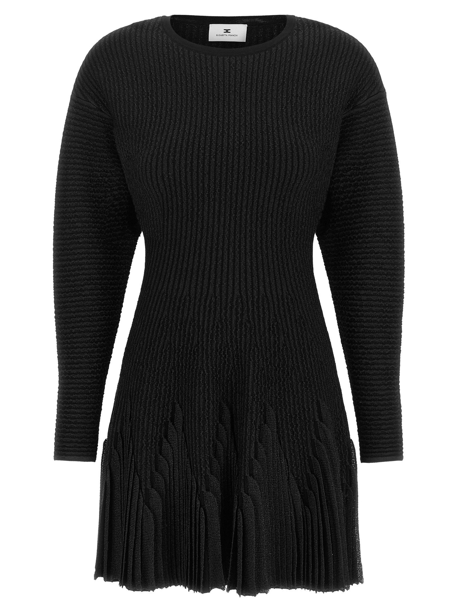 Elisabetta Franchi Knitted Pleated Dress Black