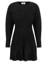 Elisabetta Franchi Knitted Pleated Dress Black