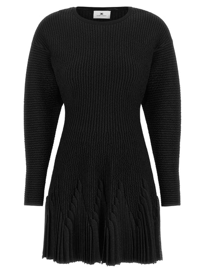 Elisabetta Franchi Knitted Pleated Dress Black