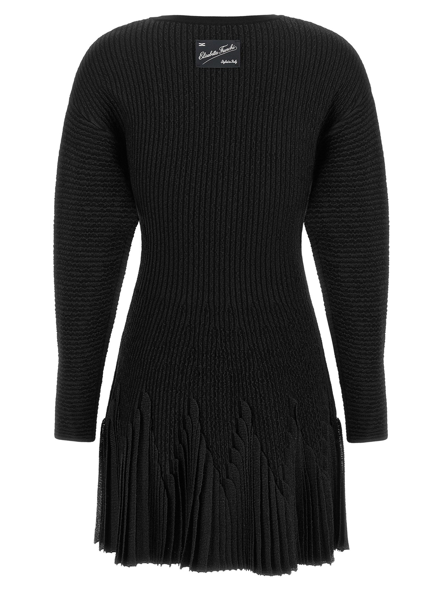 Elisabetta Franchi Knitted Pleated Dress Black