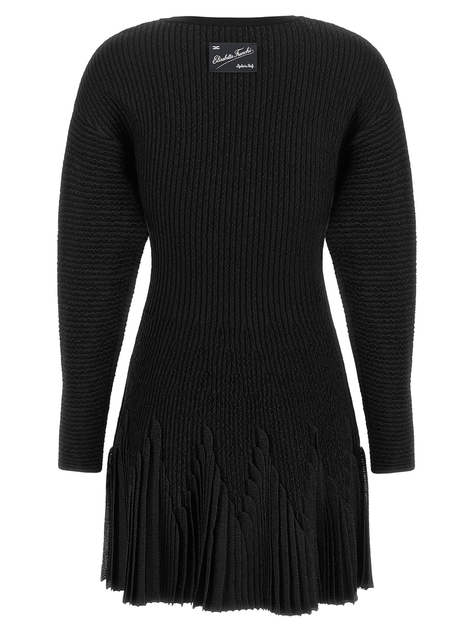 Elisabetta Franchi Knitted Pleated Dress Black