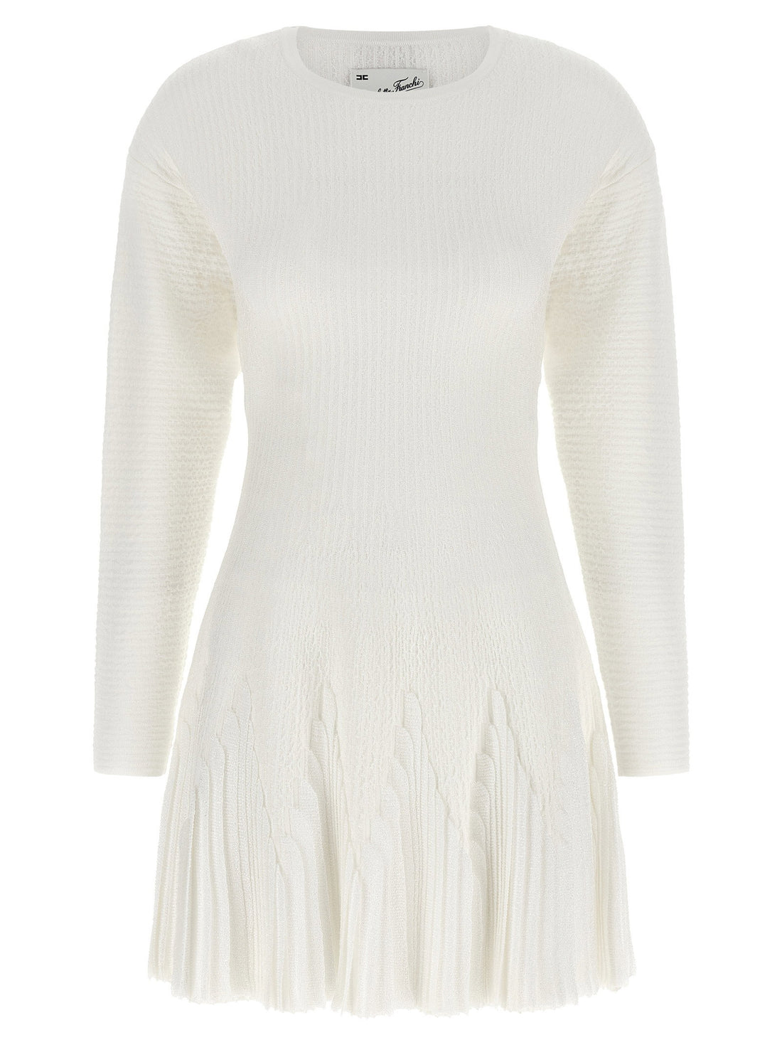 Elisabetta Franchi Knitted Pleated Dress White