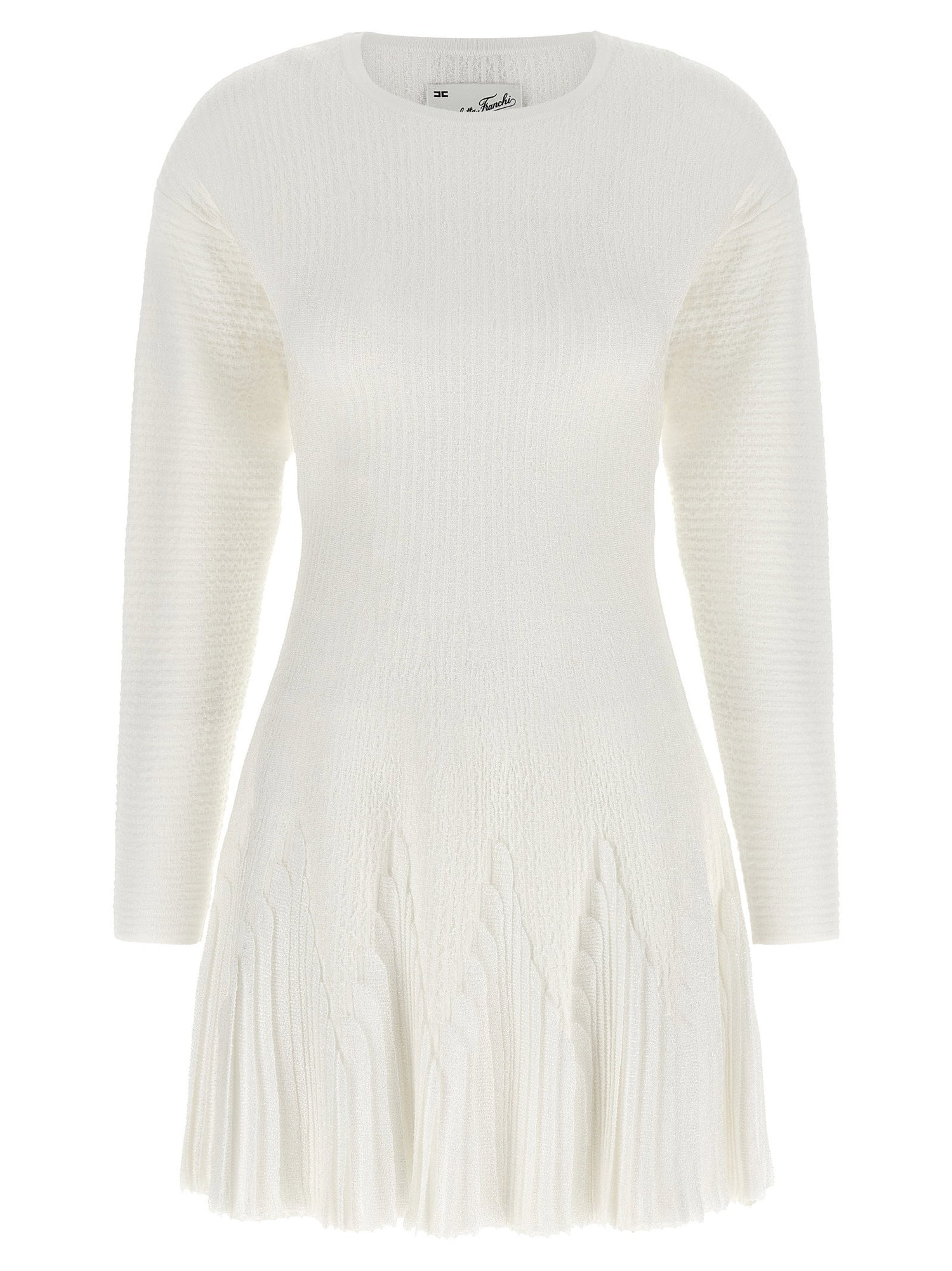 Elisabetta Franchi Knitted Pleated Dress White