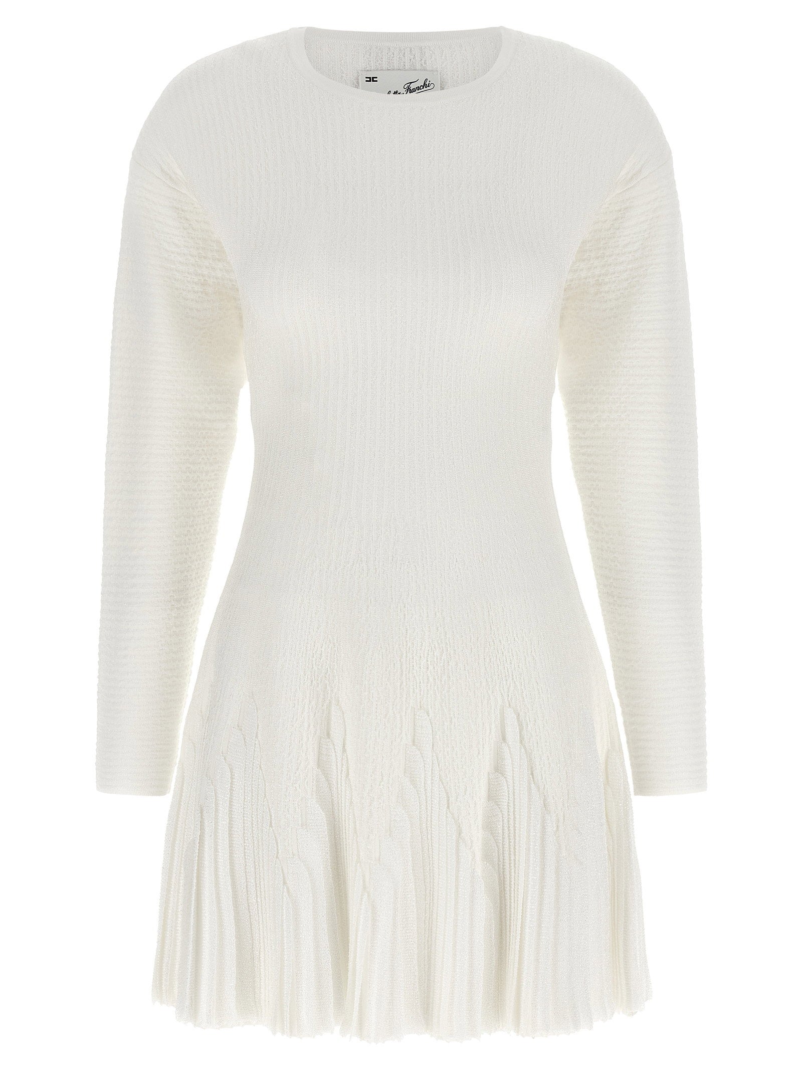 Elisabetta Franchi Knitted Pleated Dress White