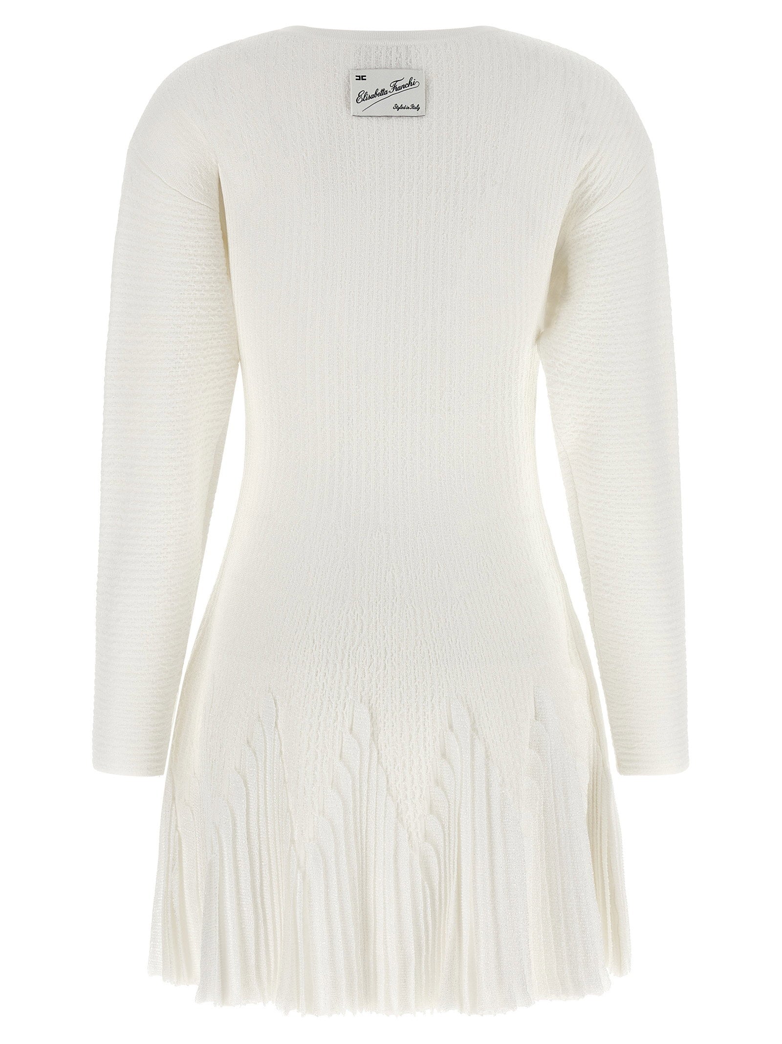 Elisabetta Franchi Knitted Pleated Dress White