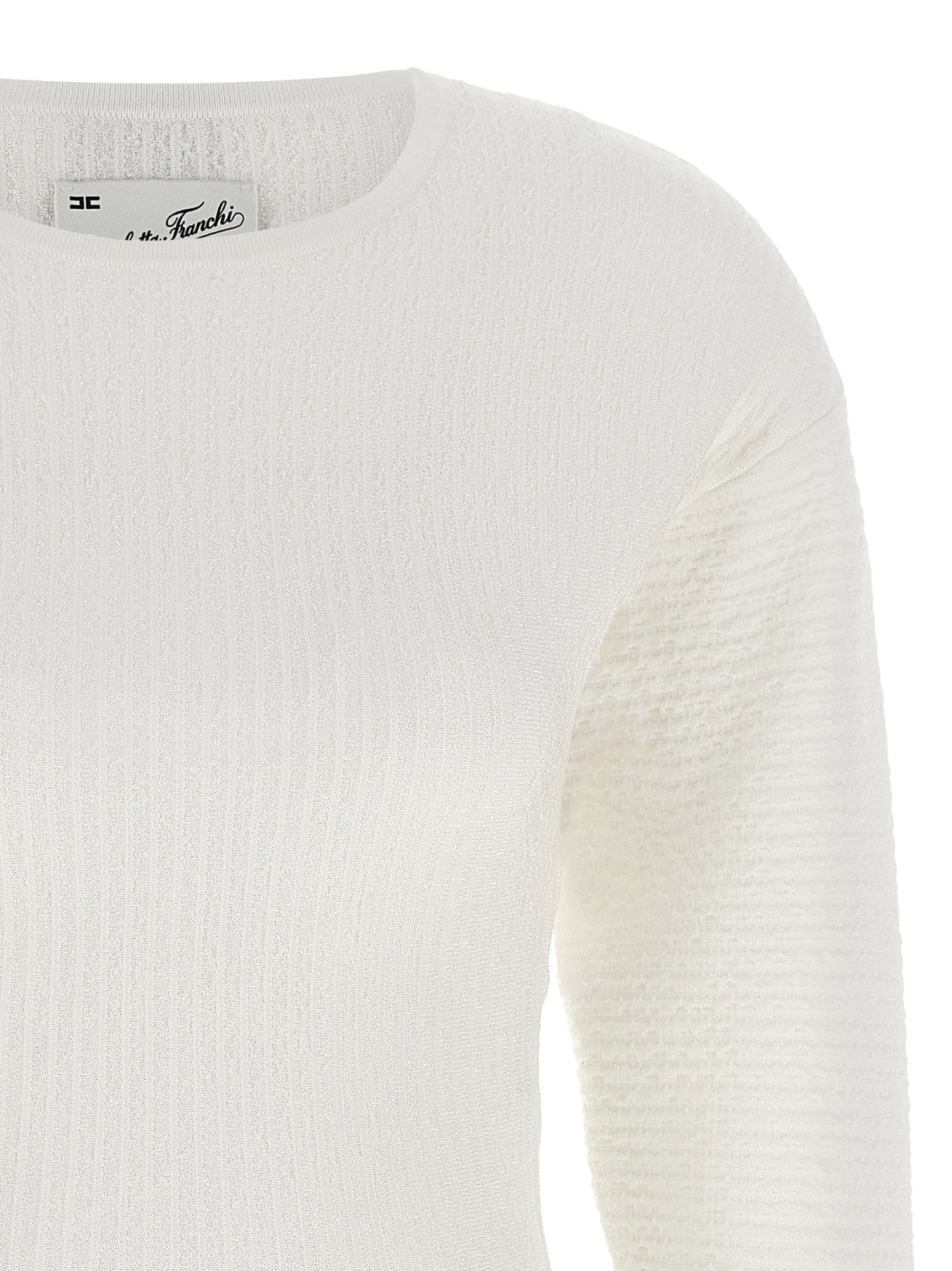 Elisabetta Franchi Knitted Pleated Dress White