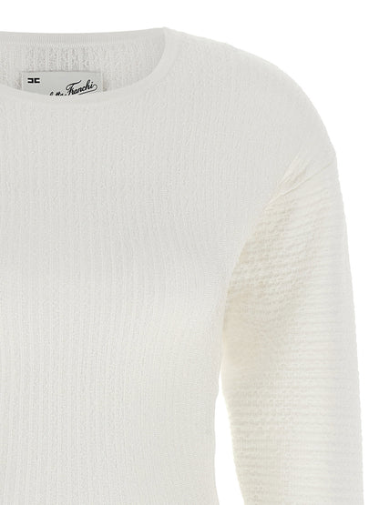 Elisabetta Franchi Knitted Pleated Dress White