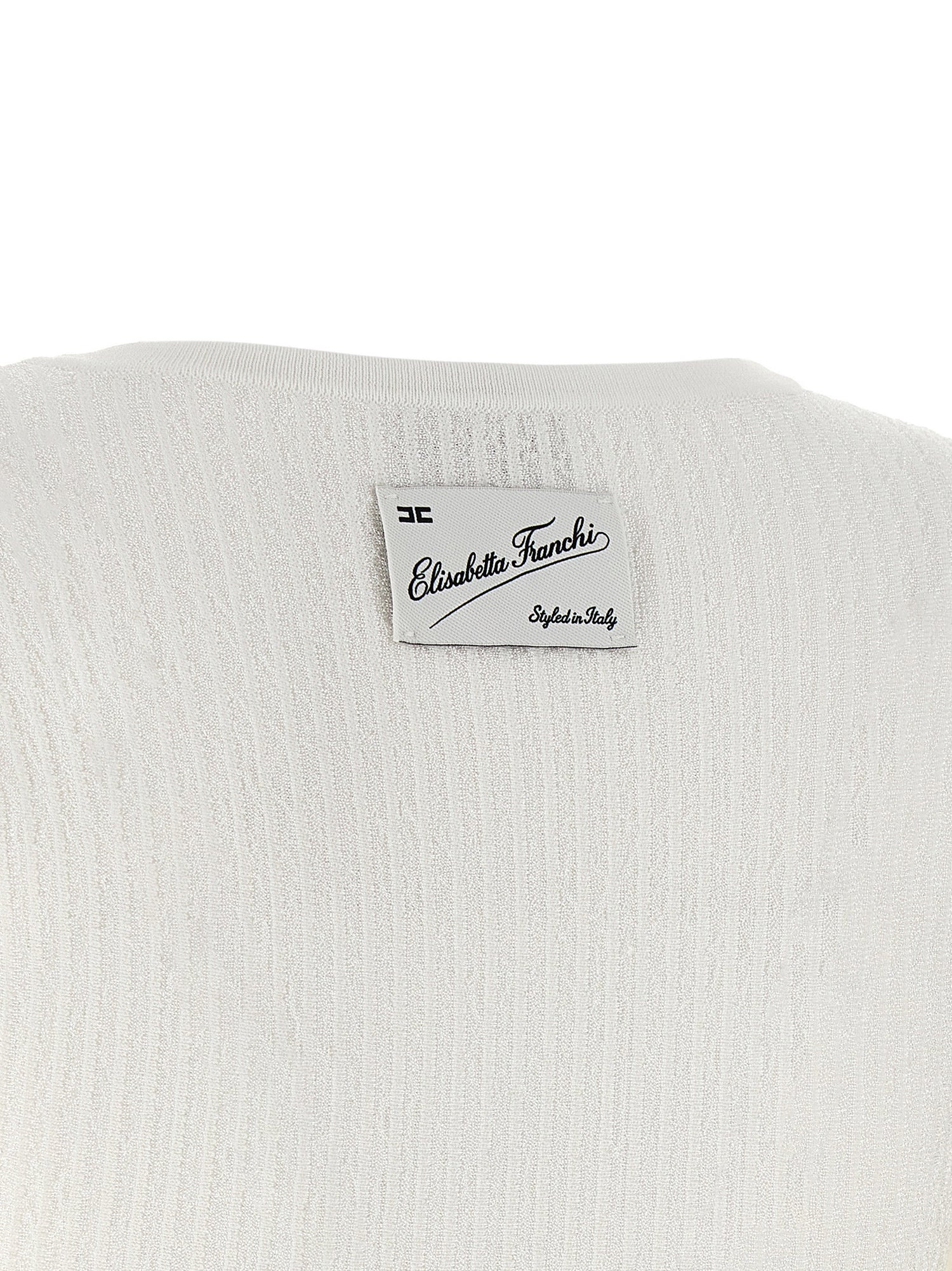 Elisabetta Franchi Knitted Pleated Dress White