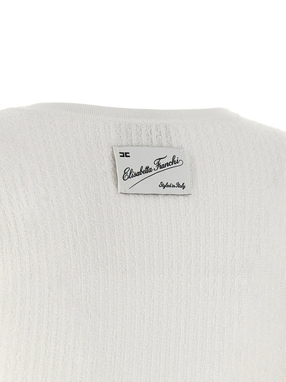 Elisabetta Franchi Knitted Pleated Dress White
