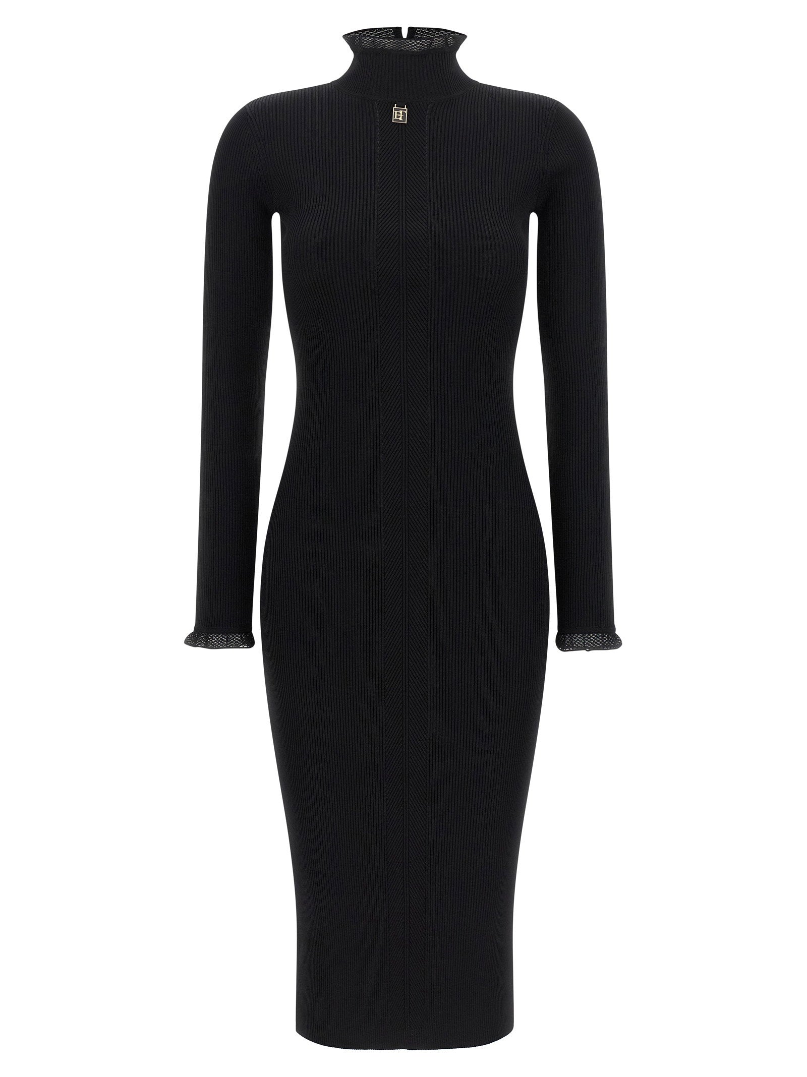 Elisabetta Franchi Ribbed Knit Dress Black
