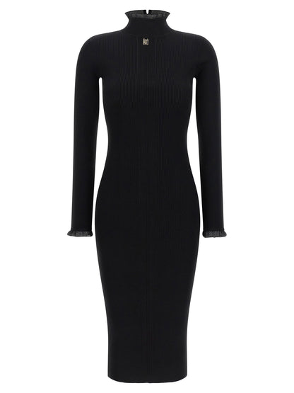 Elisabetta Franchi Ribbed Knit Dress Black
