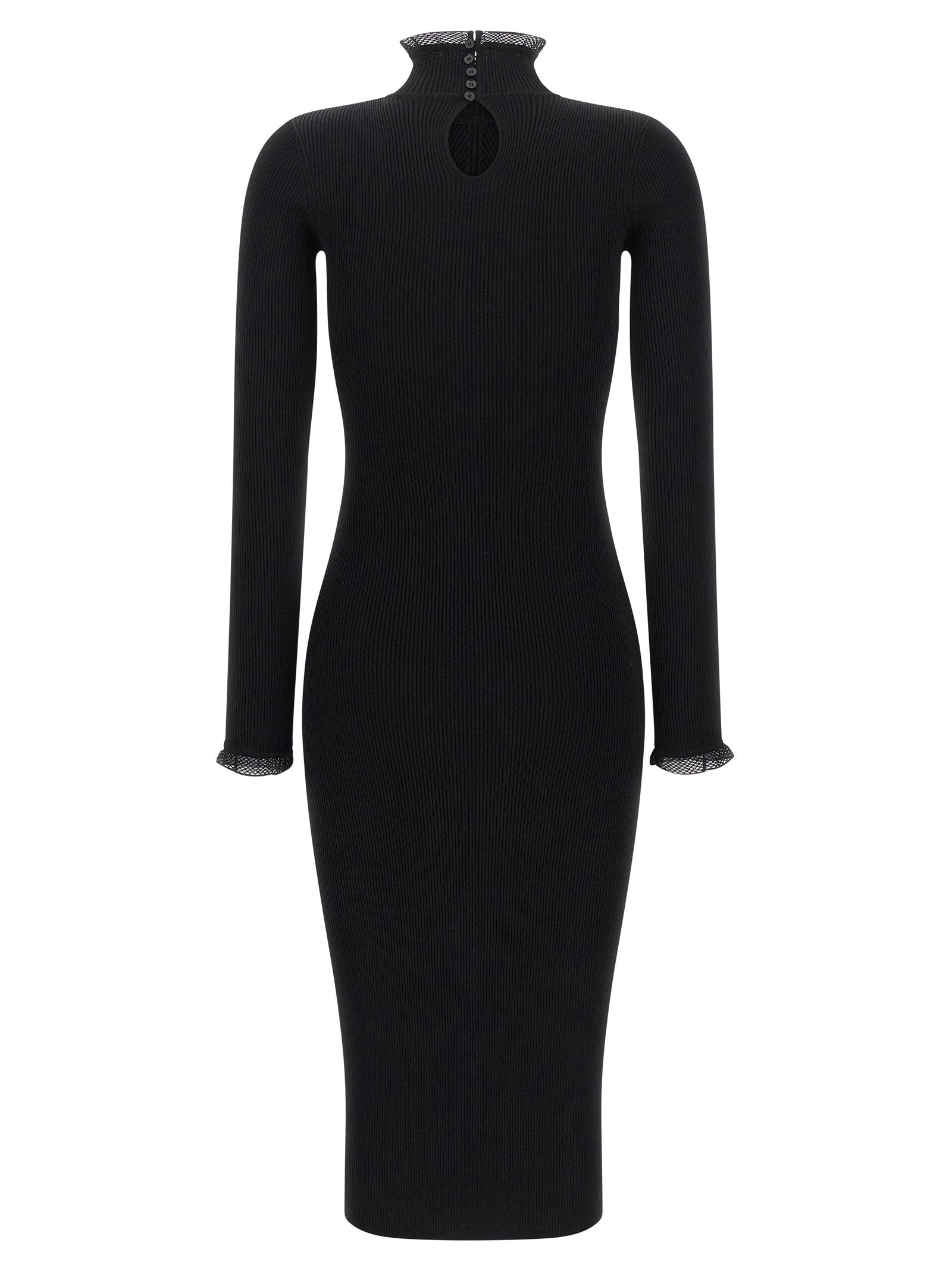 Elisabetta Franchi Ribbed Knit Dress Black