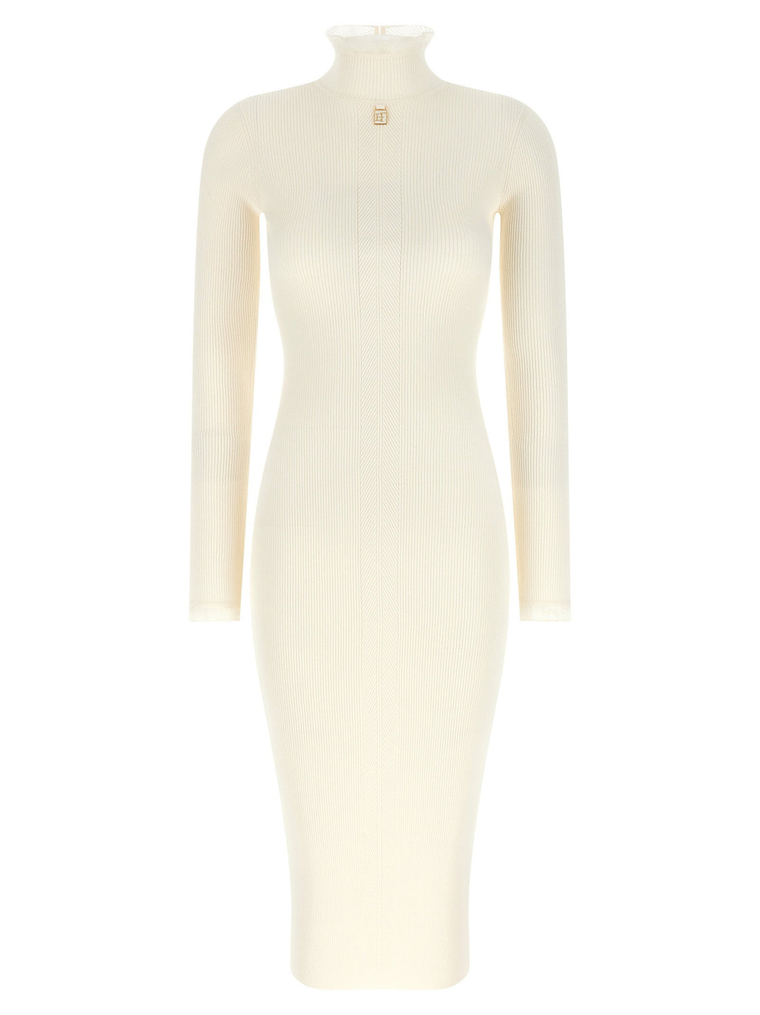 Elisabetta Franchi Ribbed Knit Dress White