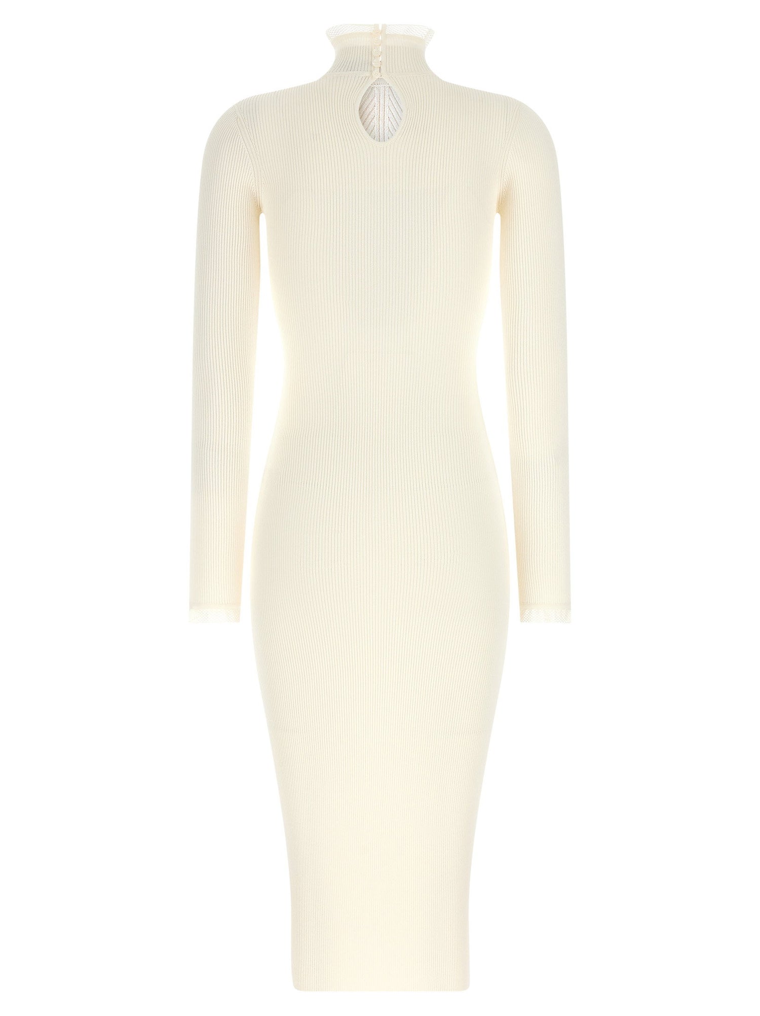 Elisabetta Franchi Ribbed Knit Dress White