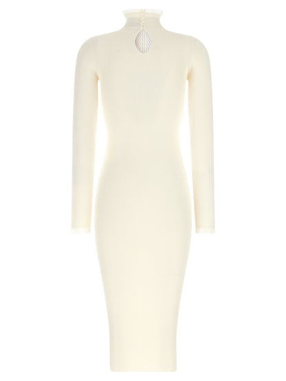 Elisabetta Franchi Ribbed Knit Dress White