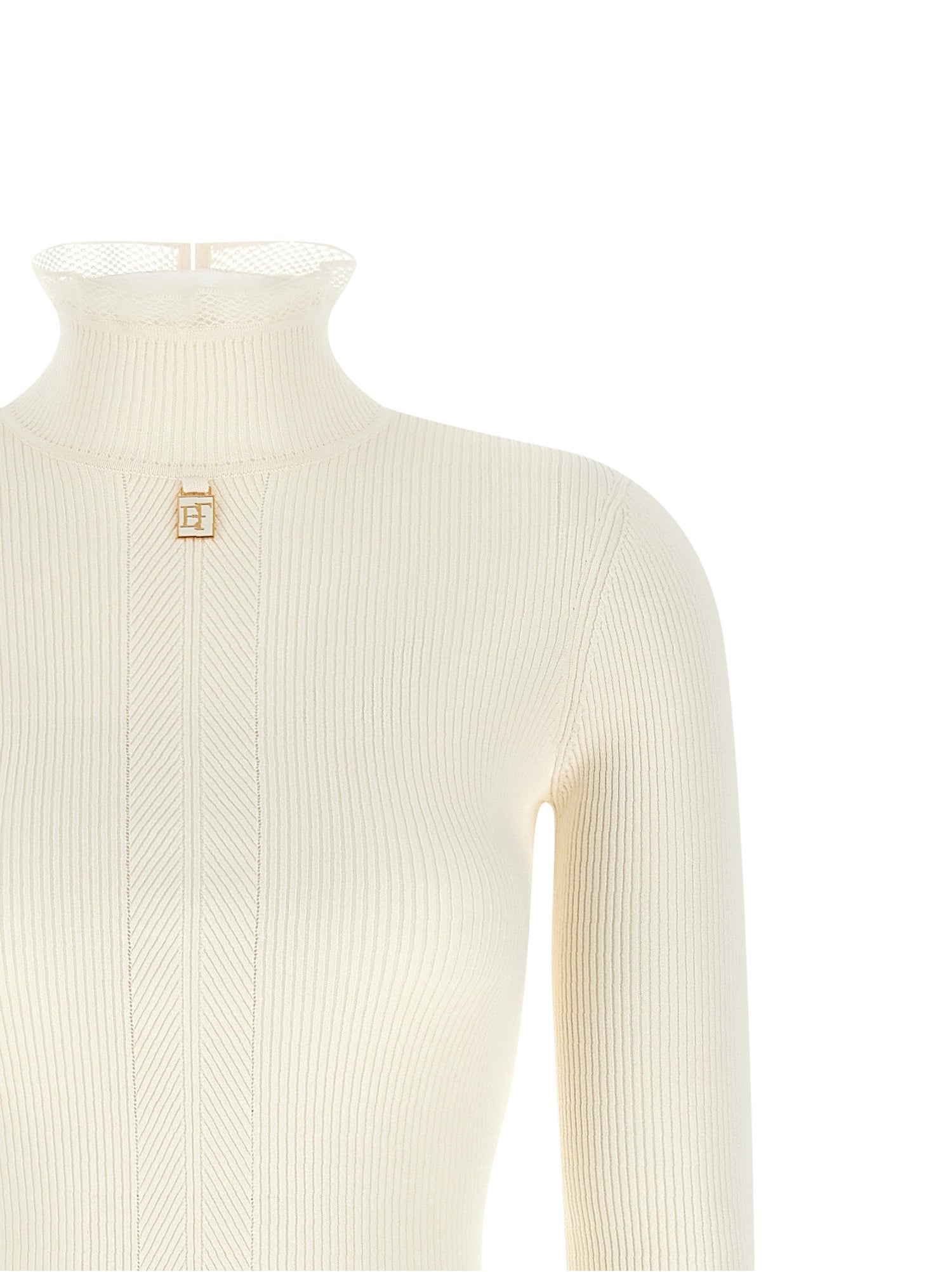 Elisabetta Franchi Ribbed Knit Dress White