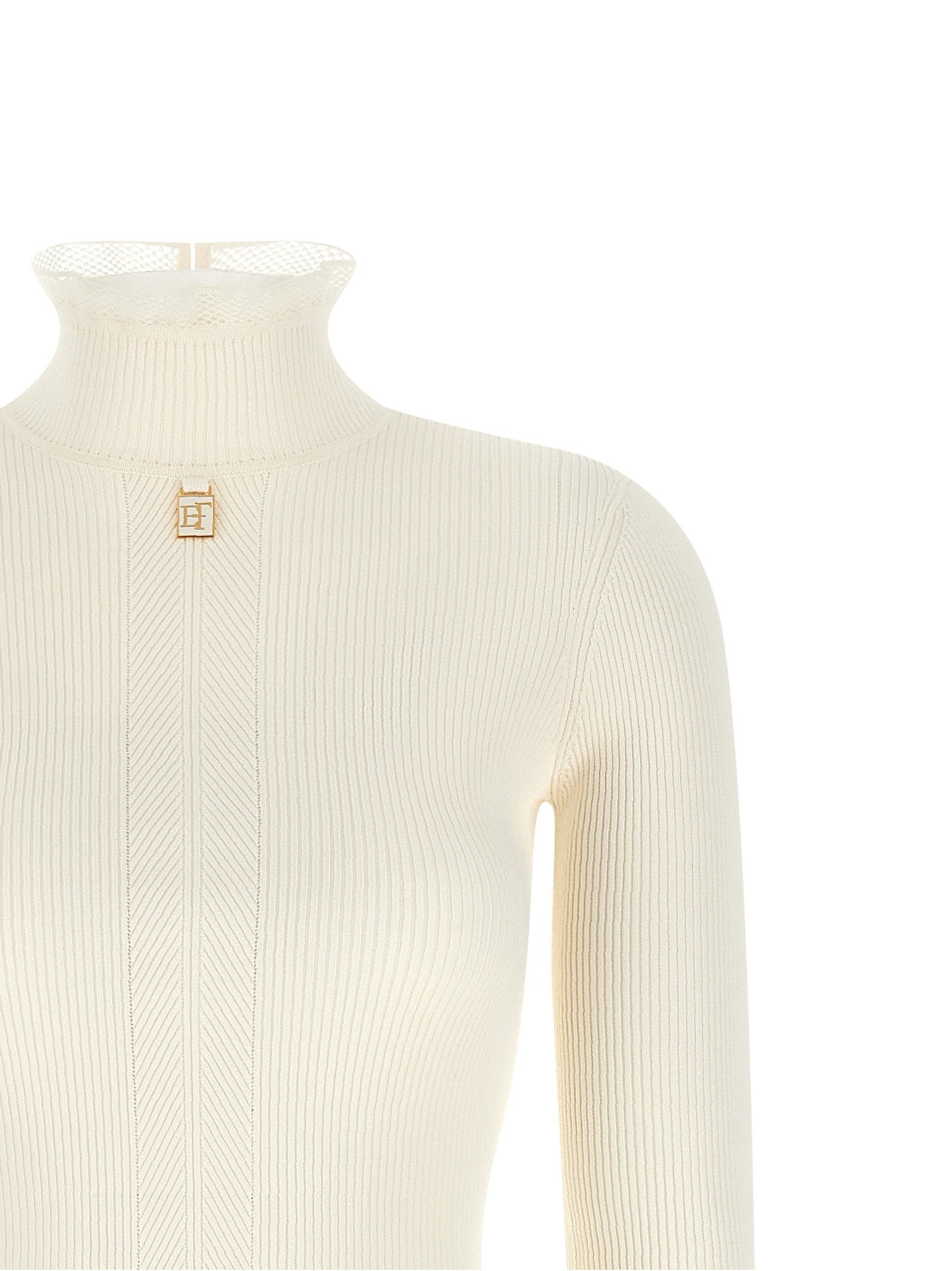 Elisabetta Franchi Ribbed Knit Dress White