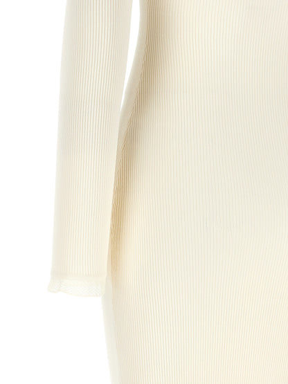 Elisabetta Franchi Ribbed Knit Dress White
