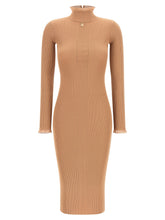 Elisabetta Franchi Ribbed Knit Dress Beige