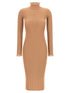 Elisabetta Franchi Ribbed Knit Dress Beige