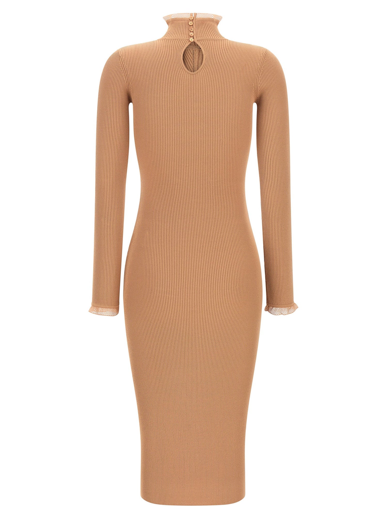 Elisabetta Franchi Ribbed Knit Dress Beige