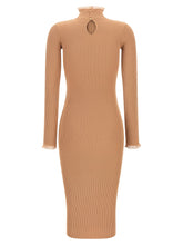 Elisabetta Franchi Ribbed Knit Dress Beige