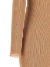 Elisabetta Franchi Ribbed Knit Dress Beige