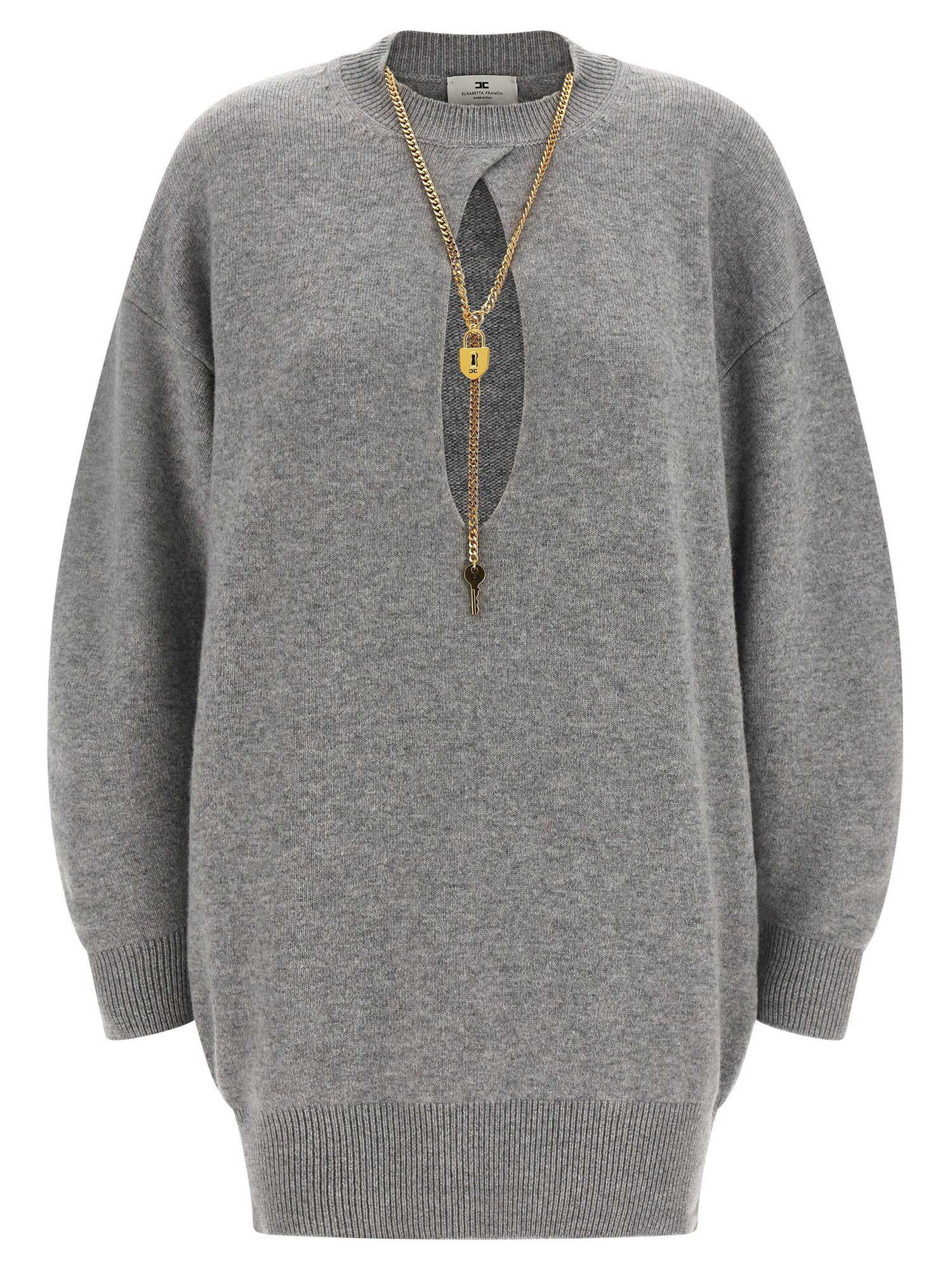 Elisabetta Franchi Necklace Dress Gray