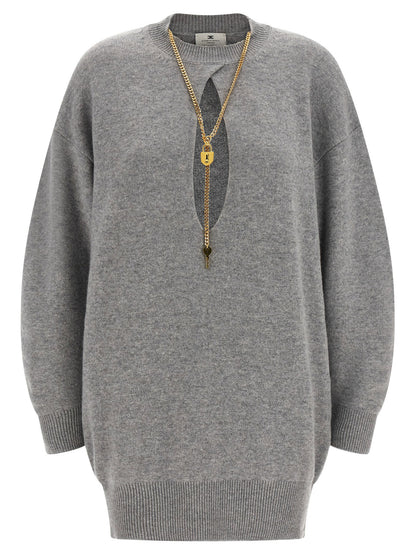 Elisabetta Franchi Necklace Dress Gray