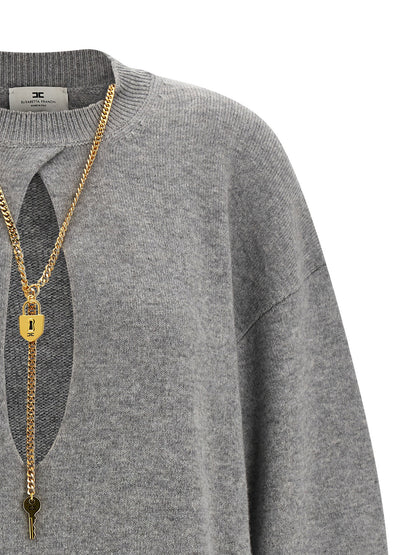 Elisabetta Franchi Necklace Dress Gray