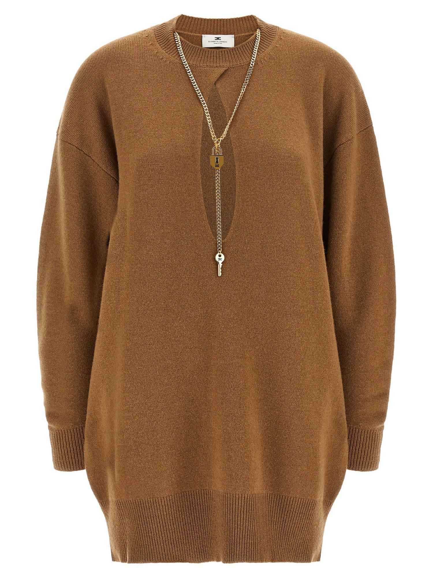 Elisabetta Franchi Necklace Dress Brown