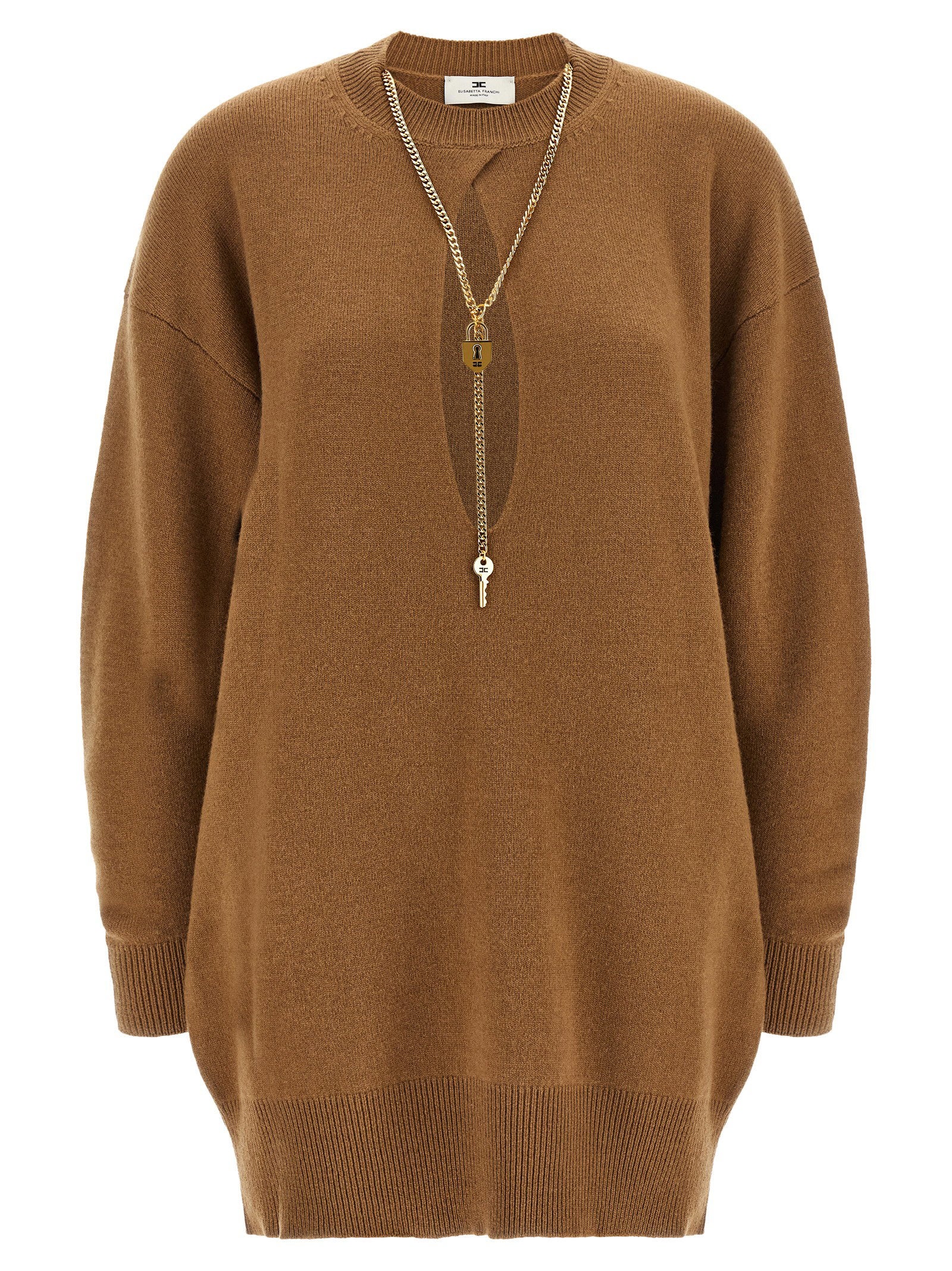 Elisabetta Franchi Necklace Dress Brown