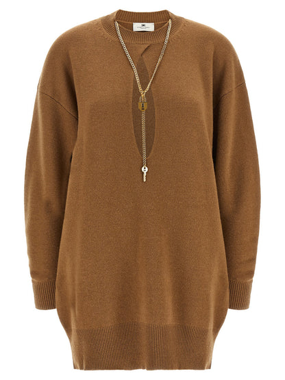 Elisabetta Franchi Necklace Dress Brown